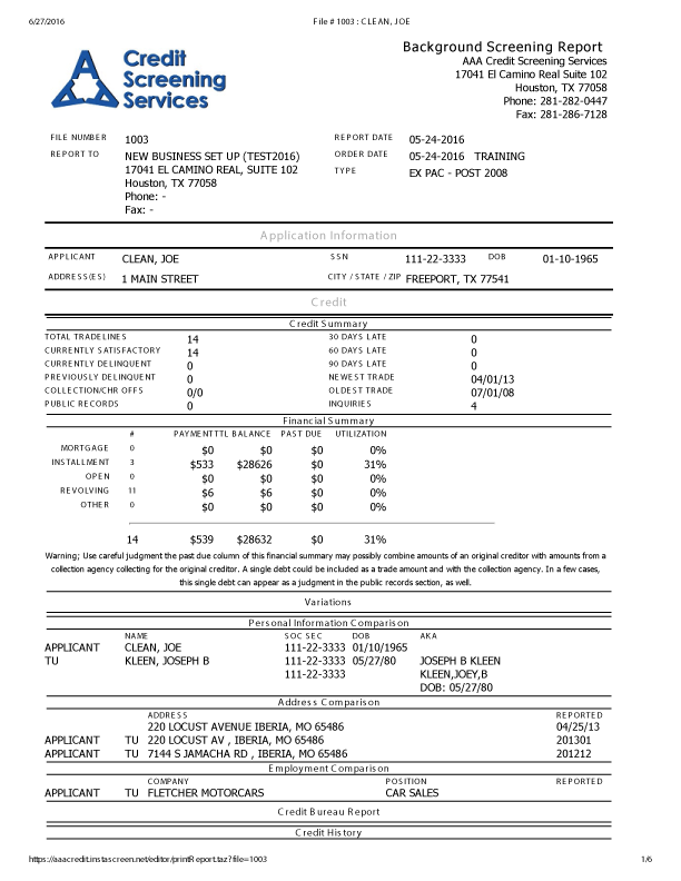 employee credit check employment backrgound check